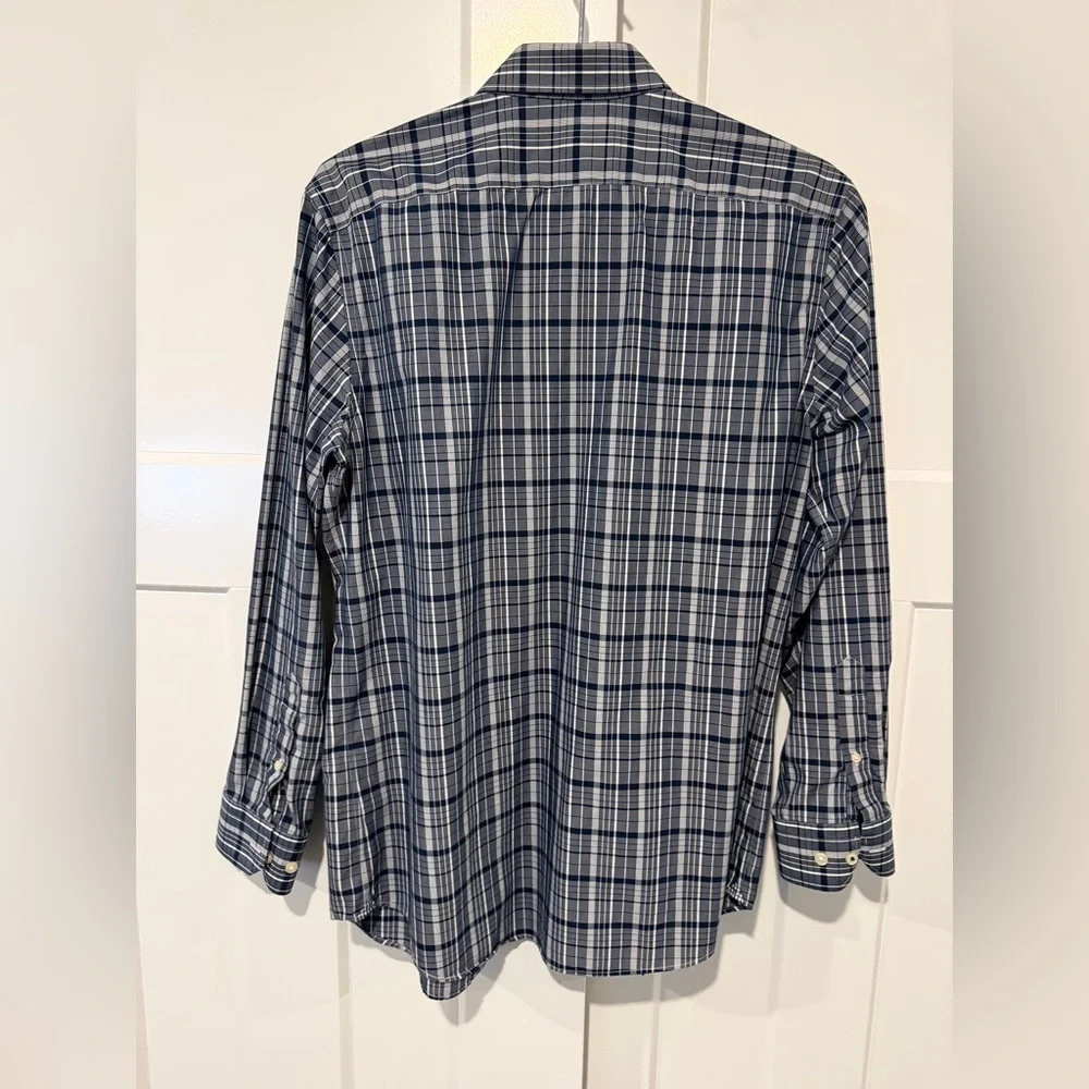 Banana Republic Men's Navy Plaid Non-Iron Shirt